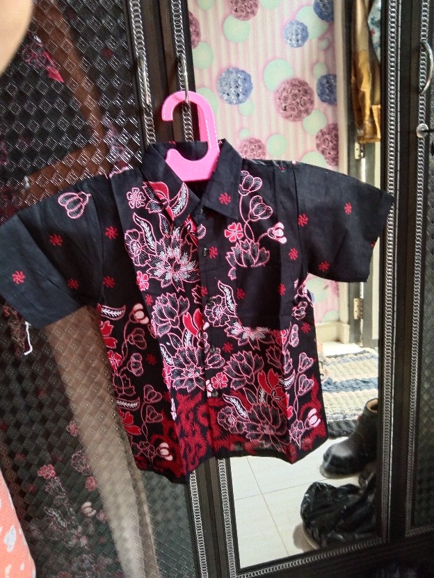 Batik Couple Keluarga Sania Ruffle Ori Ndoro Jowi Dnt Motif Sakura Merah