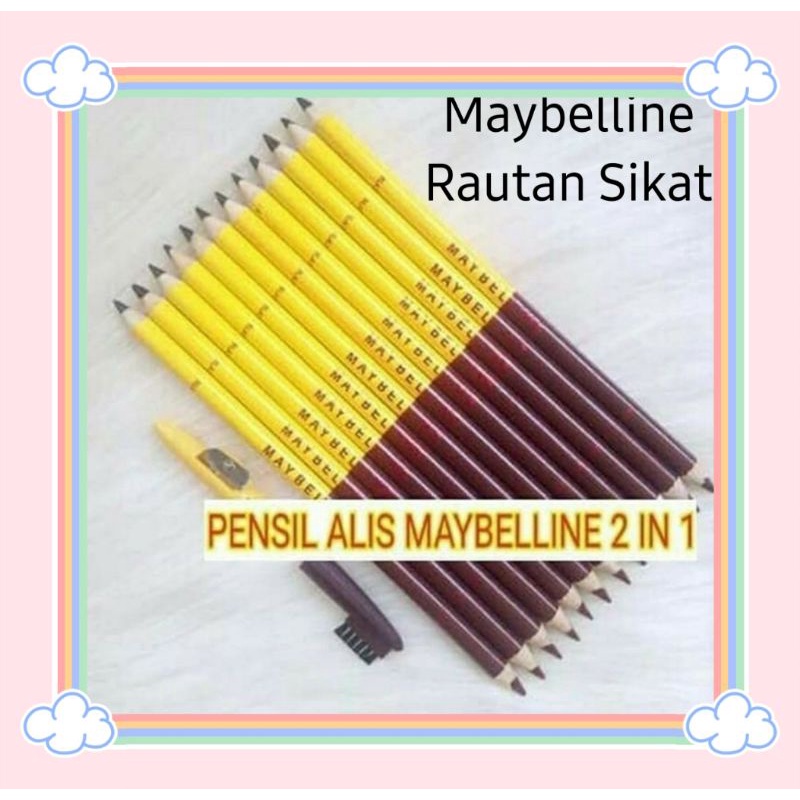 PROMO PER12PCS!!!EYEBROW/PENSIL ALIS MAYBELLINE 2 IN 1 HITAM&amp;COKLAT+SISIR ALIS