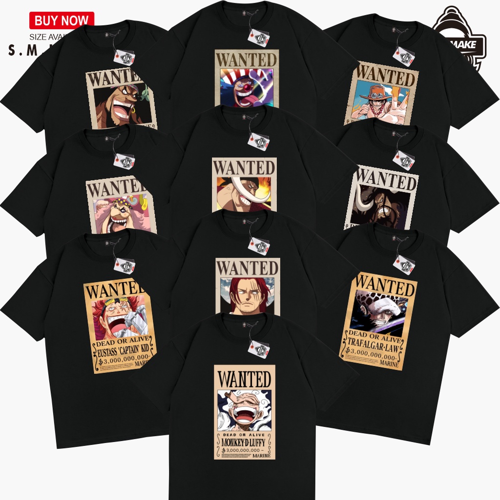 KARIMAKE Kaos Baju T Shirt Distro Unisex Gambar Anime ONE PIECE POSTER WANTED SUPERNOVA YONKO BOUNTY