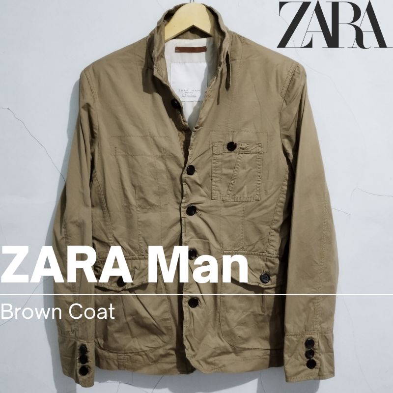 ZARA Man Sport Moda Brown Coat Original ( PRELOVED / THRIFT )