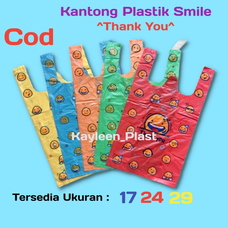 Kantong Hd Plastik Kresek Warna warni Smile Terima kasih Thank You Uk 17 24 29 Ramah Lingkungan