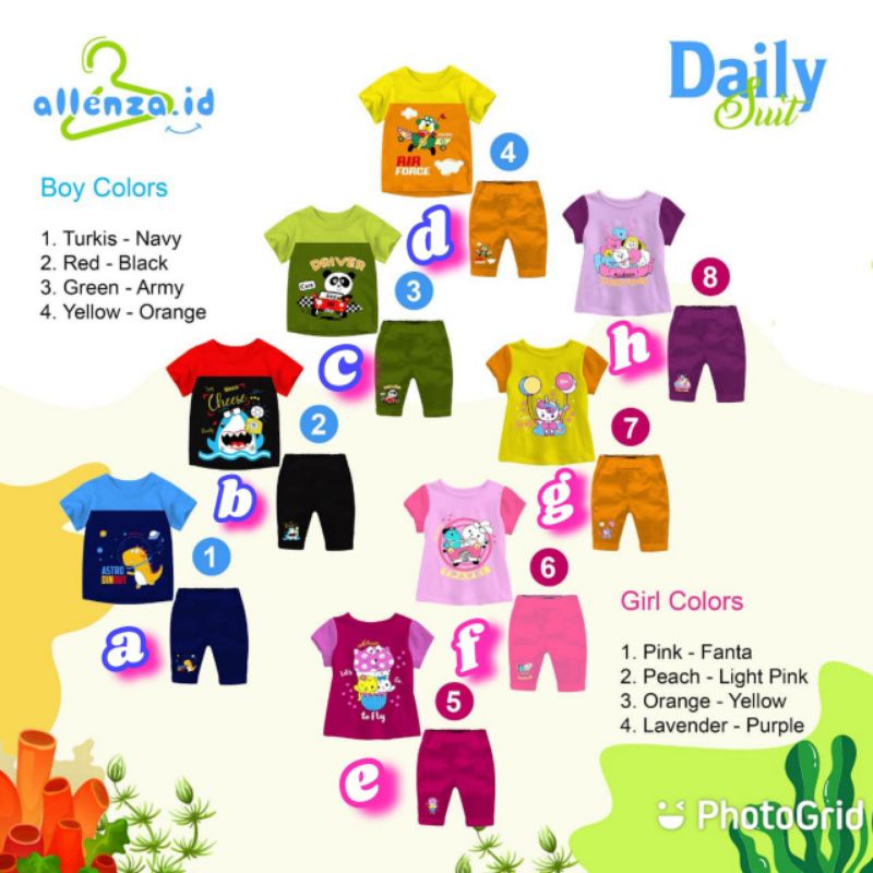 ALLENZA DAILY SUIT / DAILY SUIT ALLENZA / SET ANAK CELANA PENDEK