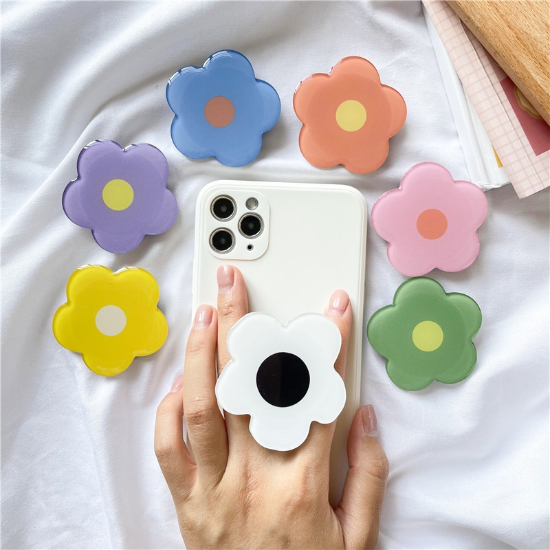 Pop socket stand hp / tab akrilik korean style model bunga warna warni pelangi