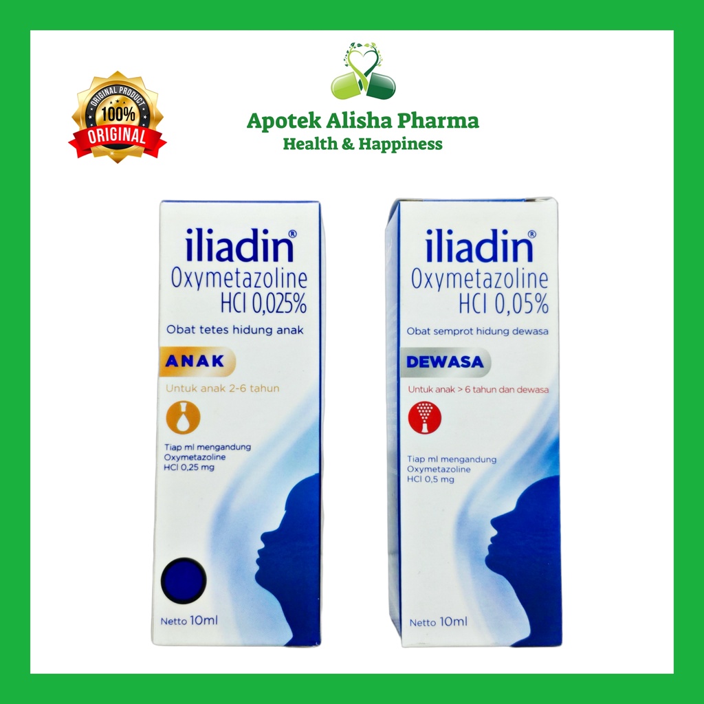 Iliadin Obat Tetes Hidung Anak 2-6tahun / Iliadin Obat Semprot Hidung Dewasa / Nasal Drop 10ml / Nasal Spray 10ml / Illiadin Oxymetazoline