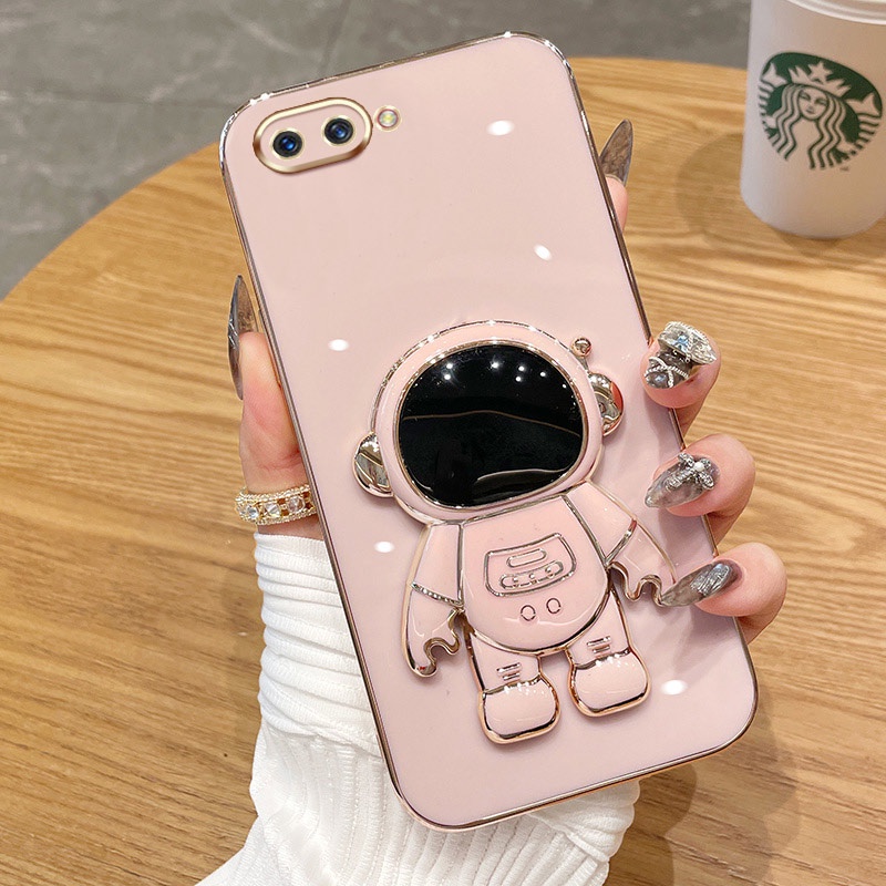 Casing Hp OPPO A3s A5 Realme C1 A12E Warna Permen Astronot Stand Kamera Deluxe Case