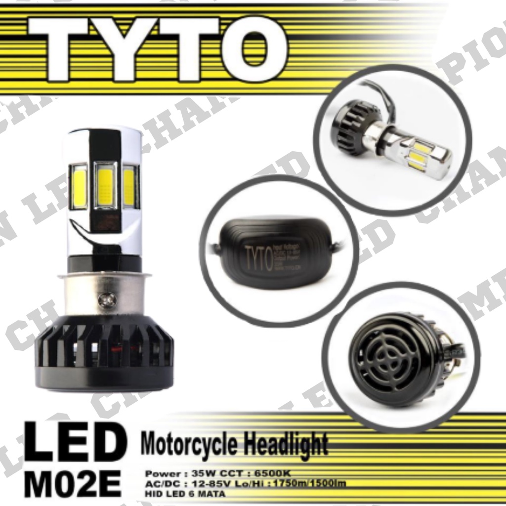 Lampu LED Motor TYTO 6 Sisi M02E Socket H4 H6 35 Watt High Quality
