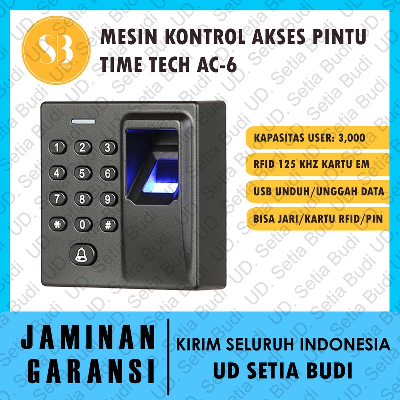 Akses Kontrol Pintu Biometrik Time Tech AC6 RFID Sidik Jari AC 6