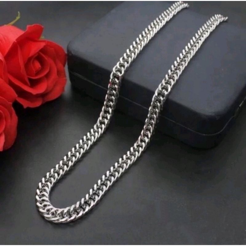 Kalung Titanium model rantai/Kalung Titanium anti karat  (9  mm)