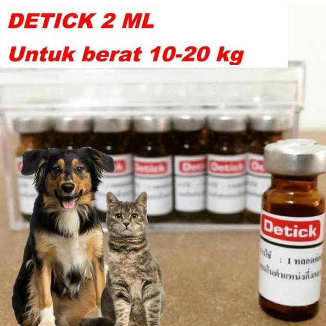 Grosir Obat Kutu Tetes Detick 2ml 10-20kg Anjing Kucing Dog Cat Botol Kaca