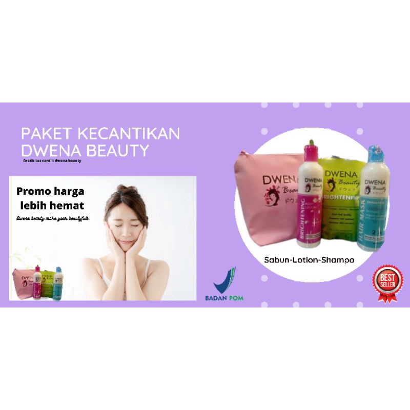 PAKET PRODUK DWENA BEAUTY BPOM,SABUN+SHAMPO+LOTION PAKET HEMAT