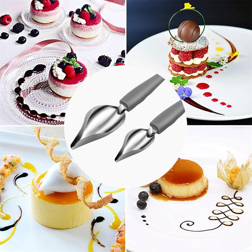 Suyo Chef Dekorasi Sendok Baru Dessert Spoon Dessert Decor Stainless Steel Sauce Painting Art Pencil Draw Design