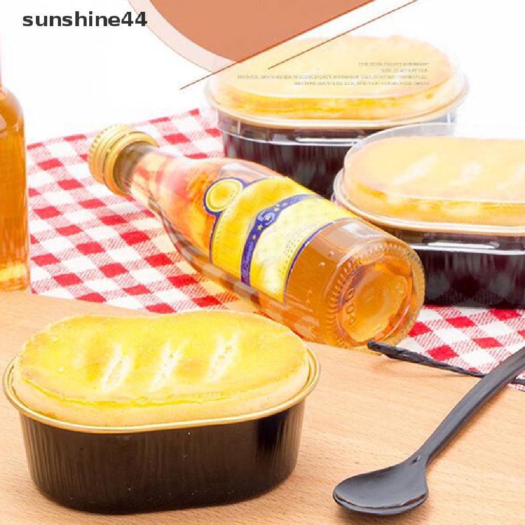 Sunshine 10pcs Cup Cetakan Kue Bahan Aluminum Foil Tahan Panas Dengan Tutup