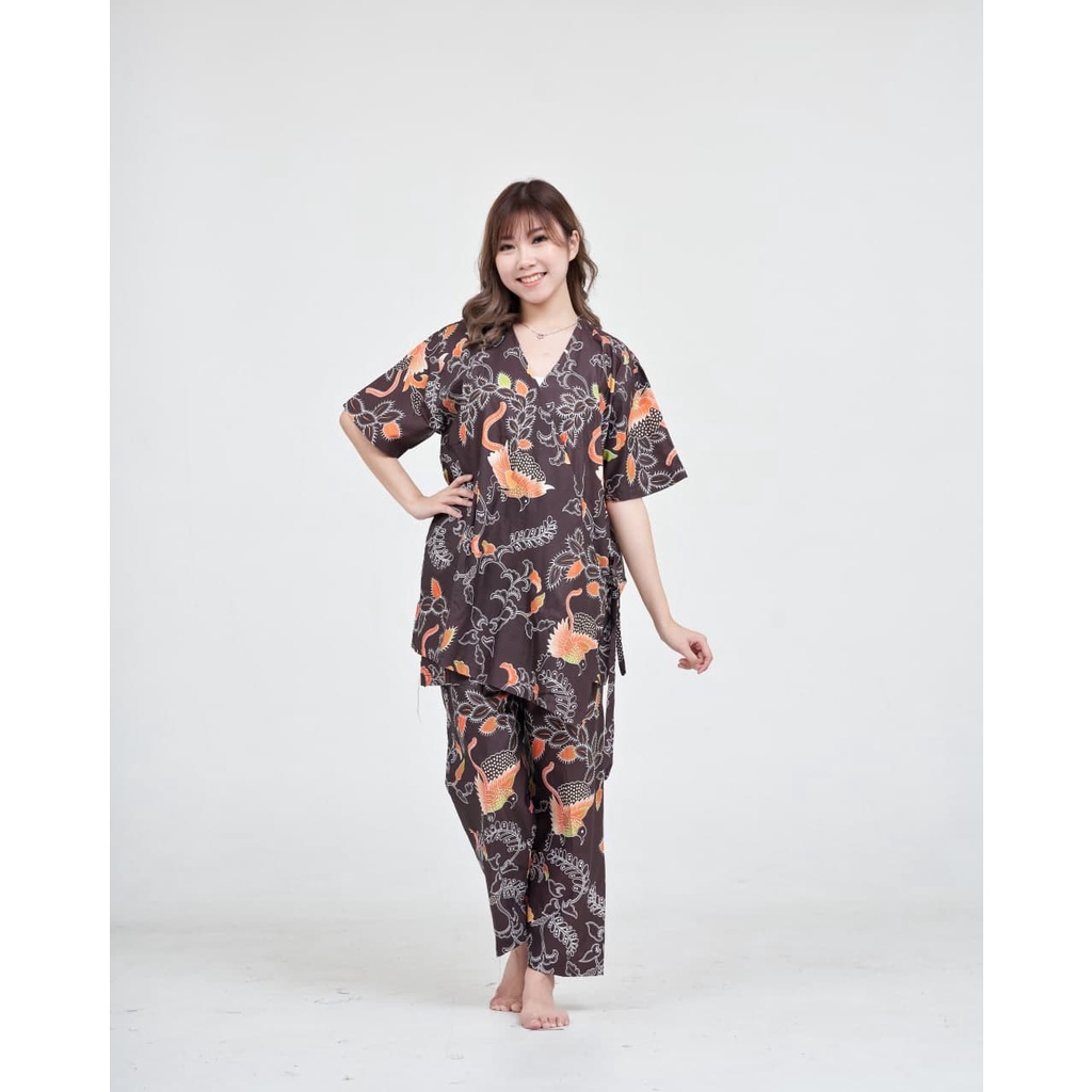 IZANY Piyama Kimono Katun Eropa Premium-PEONY BROWN KJ