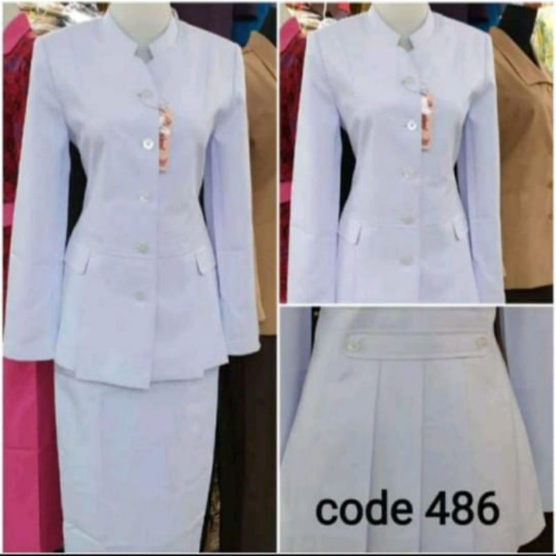 STELAN BELEZER PUTIH PUTIH/BLEZER KERJA/SERAGAM RS/GURU/PNS/STELAN SERAGAM PUTIH PUTIH & ATASAN PUTI