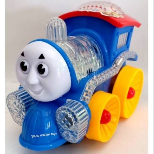 FUNNY LOCO 688 Mainan Anak Kereta Api Mini Wajah Thomas Lampu Bump and Go