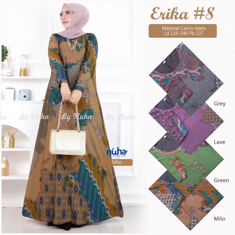 Erika 8 - Gamis Calvin Jeans Terbaru LD110+ Jumbo / Hapsari maxy / 023-6989