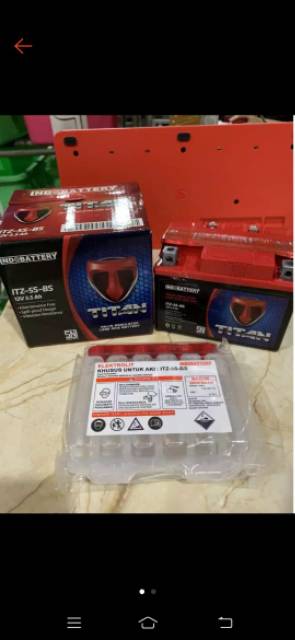 Aki Titan Indobattery ITZ-5S MF untuk Yamaha xeon-x ride- Fino, Honda beat-Scoopy-Spacy, Suzuki spin