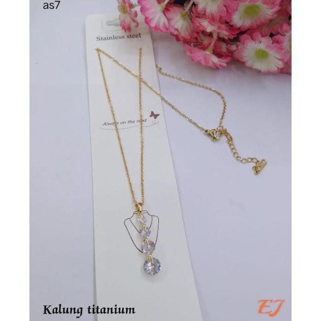 Fourfashion Kalung Titanium Batu Permata 4 Kekinian S234