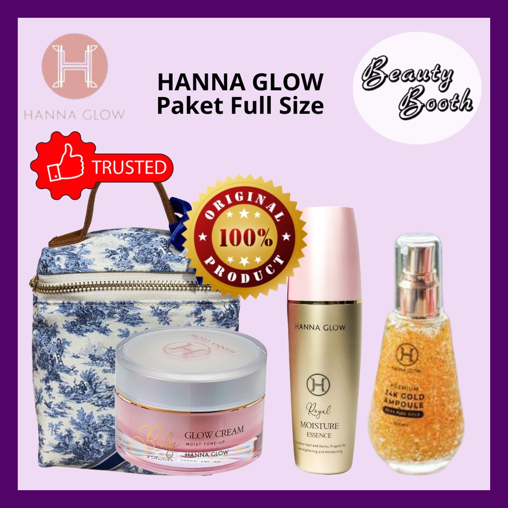 HANNA GLOW 24K Gold Ampoule | Royal Moisture Essence | Baby Glow Cream | BB Cream | Travel Kit | Hannaglow | Glowing Kinclong Bersih Mulus Bekas Jerawat