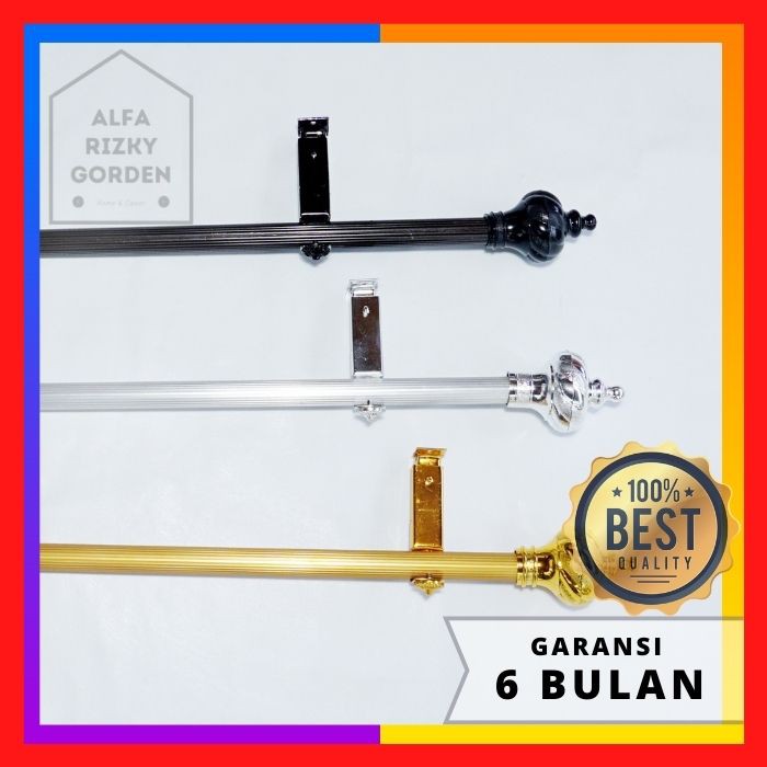 Tiang Batang Besi Gorden Full Set  Hordeng Gagang Gorden Jendela 1 - 2 Meter Minimalis