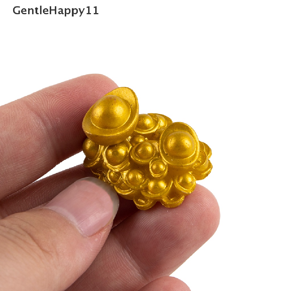 Gentlehappy Mini Menguntungkan Emas Ingot Ornamen Beruntung Yuanbao Fengshui Dekorasi Kerajinan Rumah Boneka