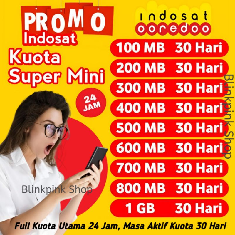 Paket data darurat indosat 1K masa aktif paket 30 hari
