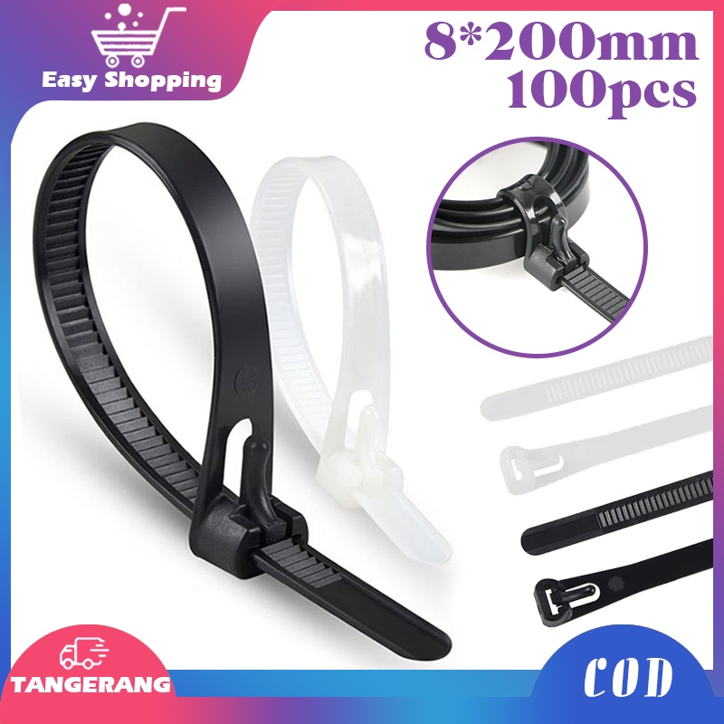100pcs Kabel Ties Reusable Releasable Kabel Tis 20cm Nylon Cable Tie
