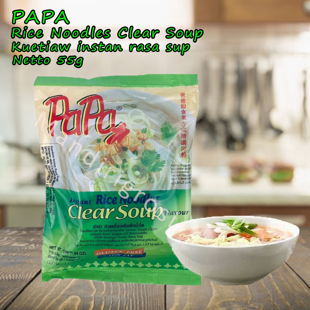 Rice Noodles Clear Soup *Papa * Kwetiau instan rasa sup * 55g