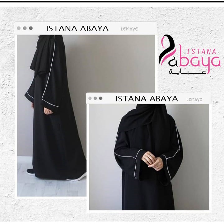 Promo abaya turki kekinian gamis list putih elegan cantiik. bahan jet black lembut