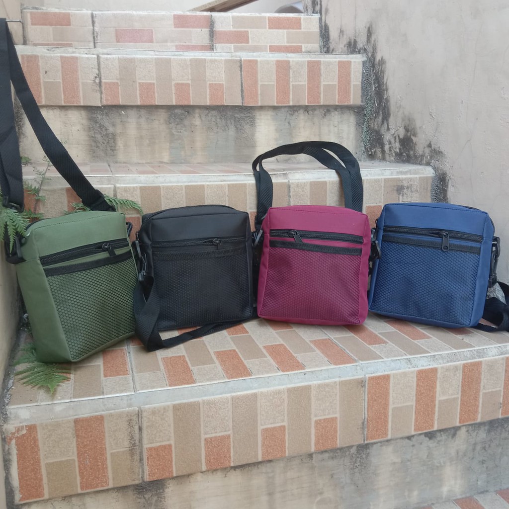 Murah!! Tas Slempang Polos Pria Jaring Depan