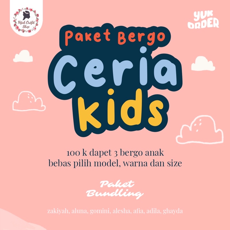 Paket Bergo Ceria Kids / paket bundling bergo anak