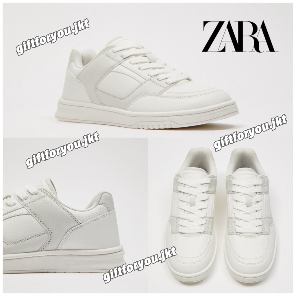 Sepatu Pria Zara Putih Original Retro Multi Piece Sneakers Kets Multi Bagian White Man Shoes Sneaker