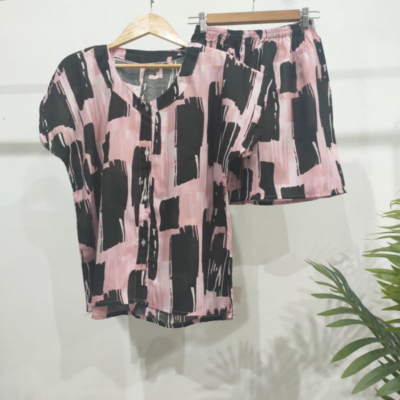 PIYAMA KANCING PENDEK HITS PIYAMA KANCING BUSUI | PIYAMA RAYON | HOMEWEAR-PD NK38