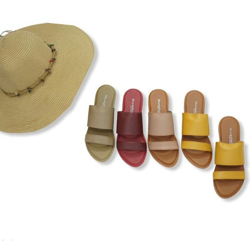 Sandal teplek wanita simple nan elegan asli kulit