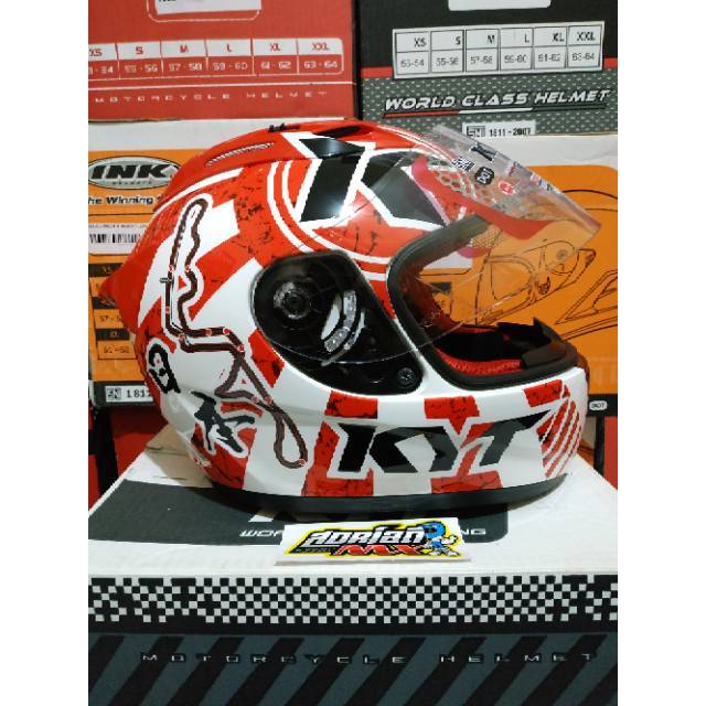 HELM KYT RC SEVEN MOTIF 17 WHITE RED HELM TOURING KYT RC7 HELM FULL FACE KYT RCSEVEN MOTIF KYT RC 7