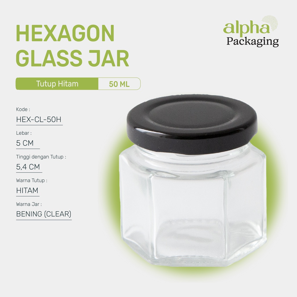 Botol Kaca Hexagon Premium 50ml 200ml 380ml - Jar Selai Toples Madu