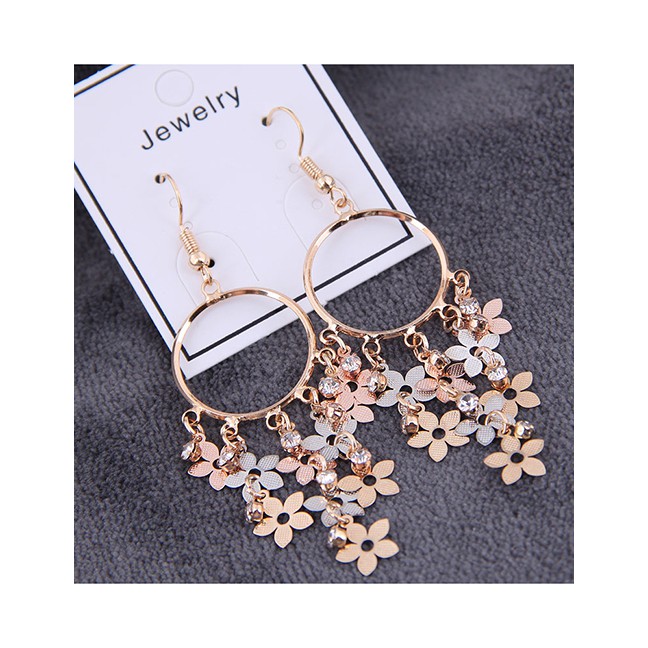 LRC Anting Gantung Fashion Gold Flower Earrings A58680