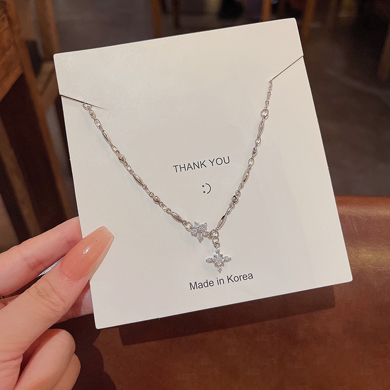 Kalung Choker Dengan Liontin Bunga Bahan Zirkon Untuk Wanita