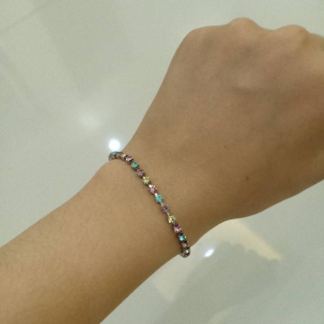 Gelang rantai punk permata warna warni rainbow