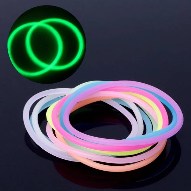 Gelang Tangan Karet Unik Glow in the Dark Gelang Bercahaya isi 5pcs Random