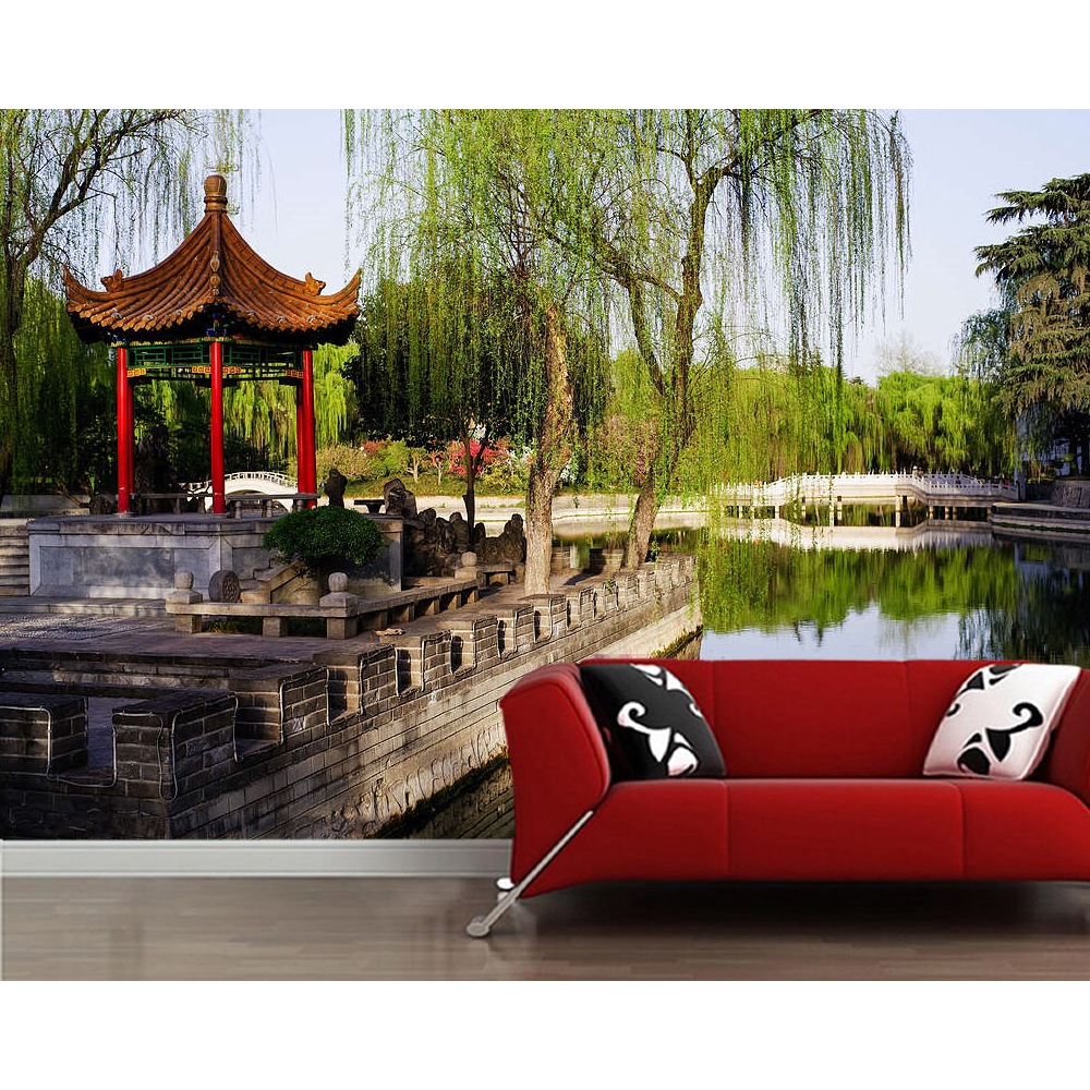 Wallpaper Model Mural  Desain  Pemandangan Taman Chinese 3D 