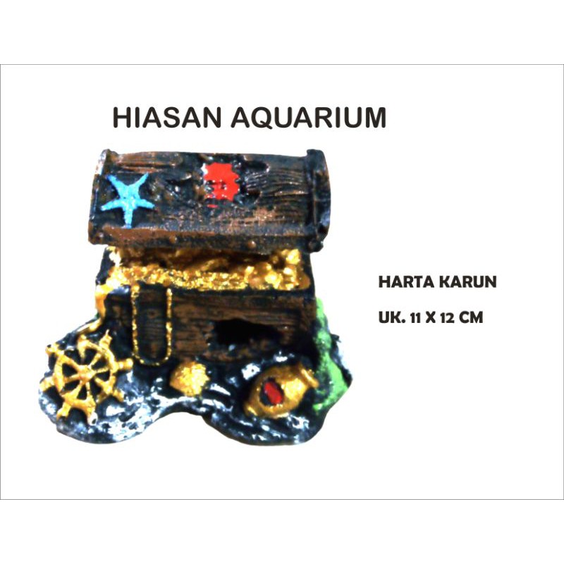 hiasan aquarium kotak harta Karun