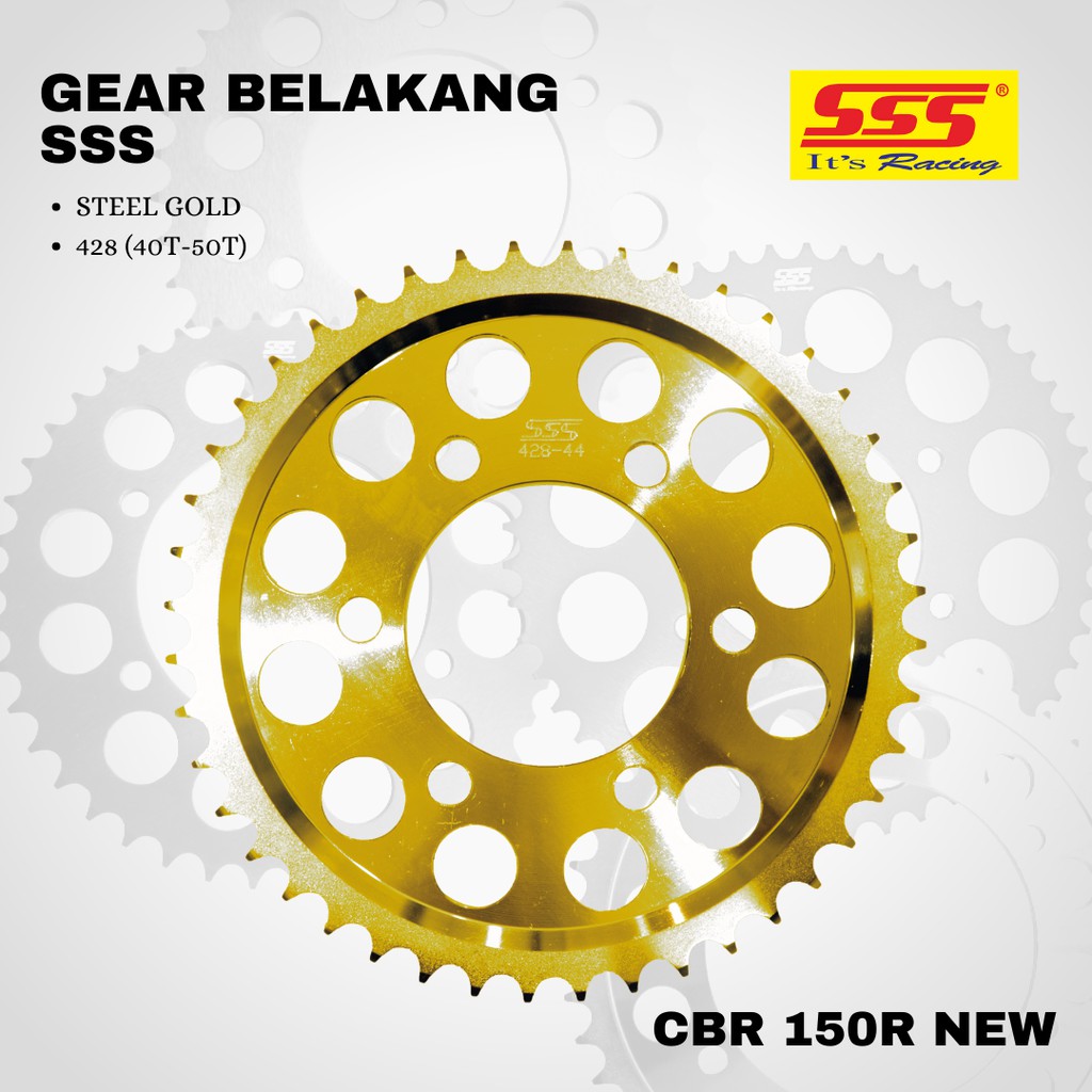 Gear Gir CBR CB 150 R New sss 428 41 42 43 44 45 46 47 48 49 50 steel gold 6 HOLE LOBANG