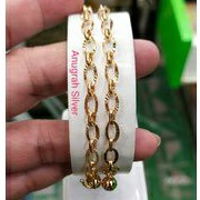 (DOD)Gelang tangan perak asli 925 remaja &amp; remaja &amp; dewasa warna rose gold model rantai ukir+kerincingan 2 kilau/Silver 925 lapisan emas kuning murni!!!