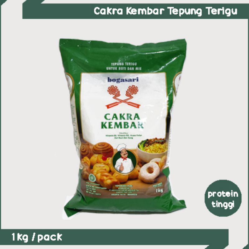 

Tepung Terigu Cakra Kembar / Tepung Protein Tinggi 1kg