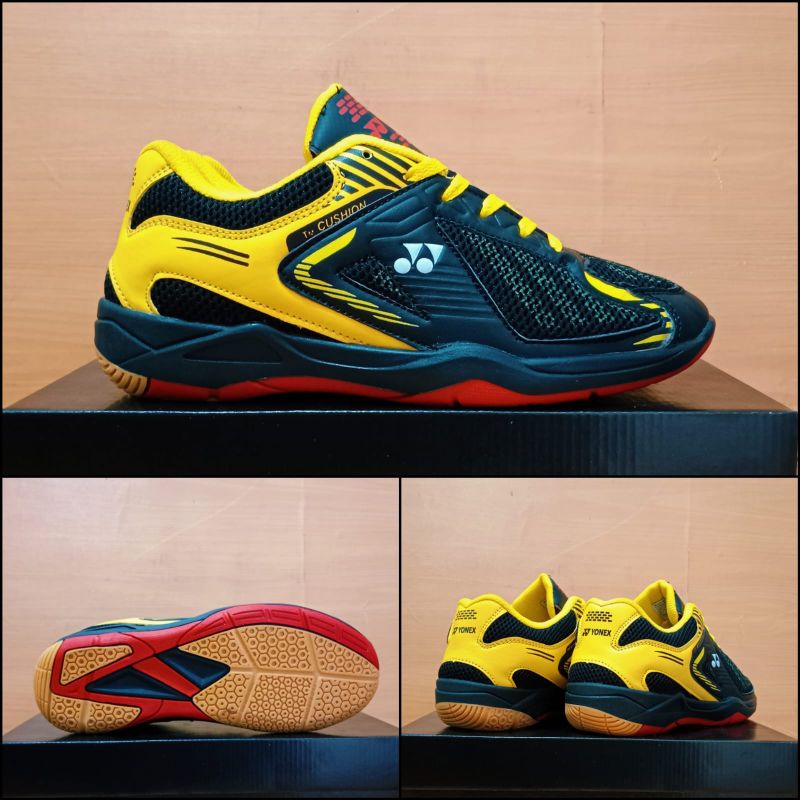 BADMINTON SHOES SEPATU BULUTANGKIS PRIA YONEX HYDRO FORCE 5 HITAM KUNING SEPATU BULU TANGKIS SMASH T