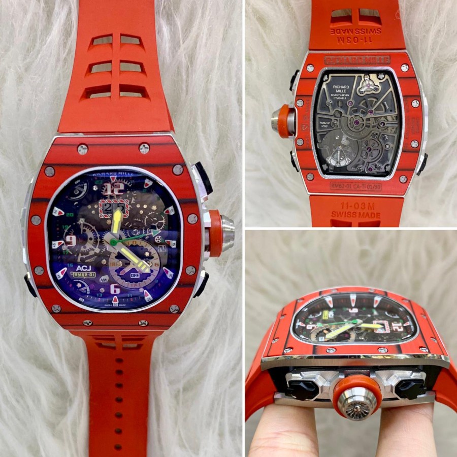 Mega Sale Jam Tangan Rm 52-01 Red Carbon Body 1:1 Garansi 1 th