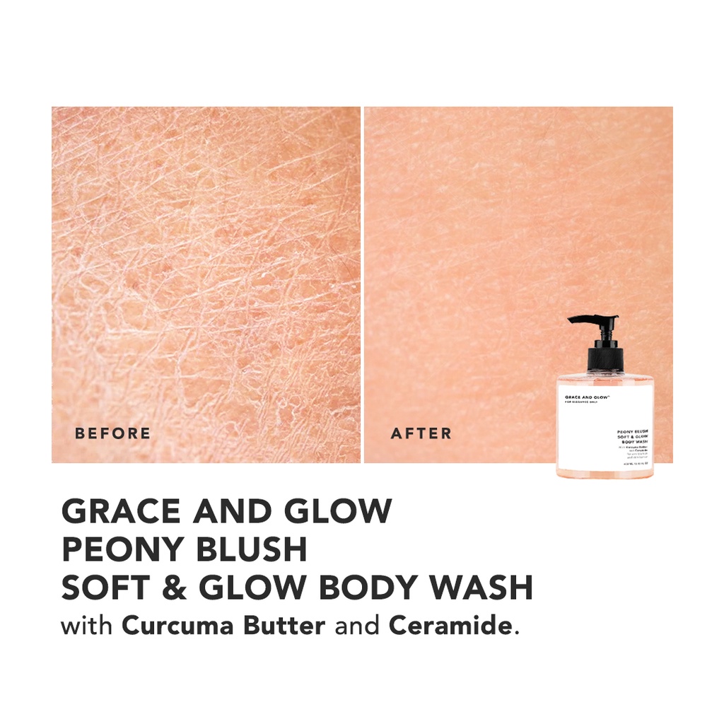 Grace and Glow Peony Blush Soft &amp; Glow solution Body Wash + Body Serum For Anti Blemish and Skin Barrier Ferulic Acid &amp; Peptides