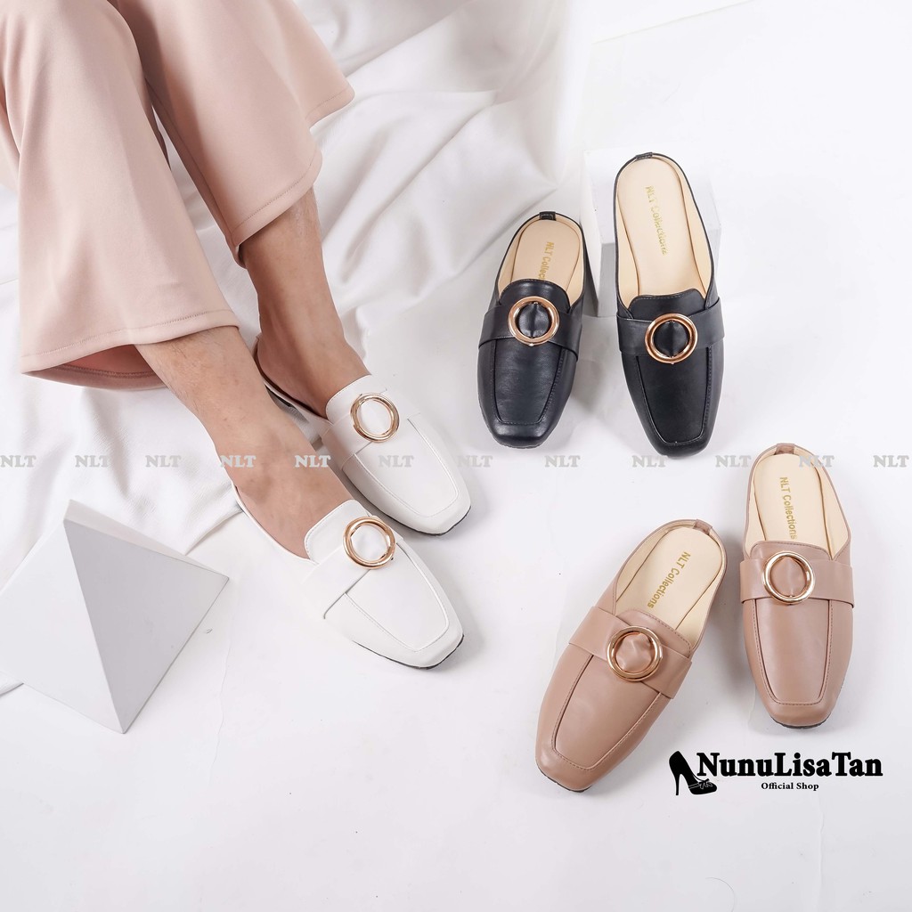 NunuLisaTan Mules - Termurah Terkini Flat Shoes Mules Korea BULAT