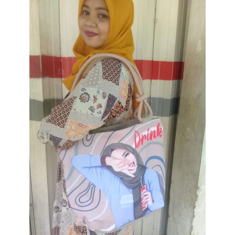 TOTE BAG TALI SUMBU PRINTING  / TAS JINJING WANITA SERBAGUNA